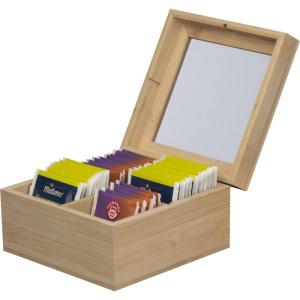 Коробка для чаю дерев'яна зі скляною кришкою